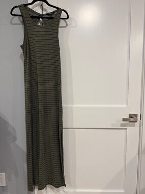 Express Olive Green Striped Racerback Maxi Dress